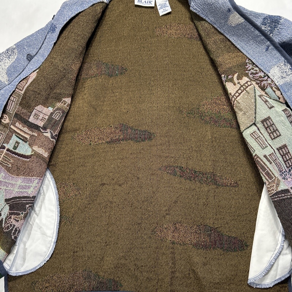 Blair Art-to-Wear Tapestry East Coast Seaside Beach Coat Jacket Nautical XL EC - Picture 5 of 15